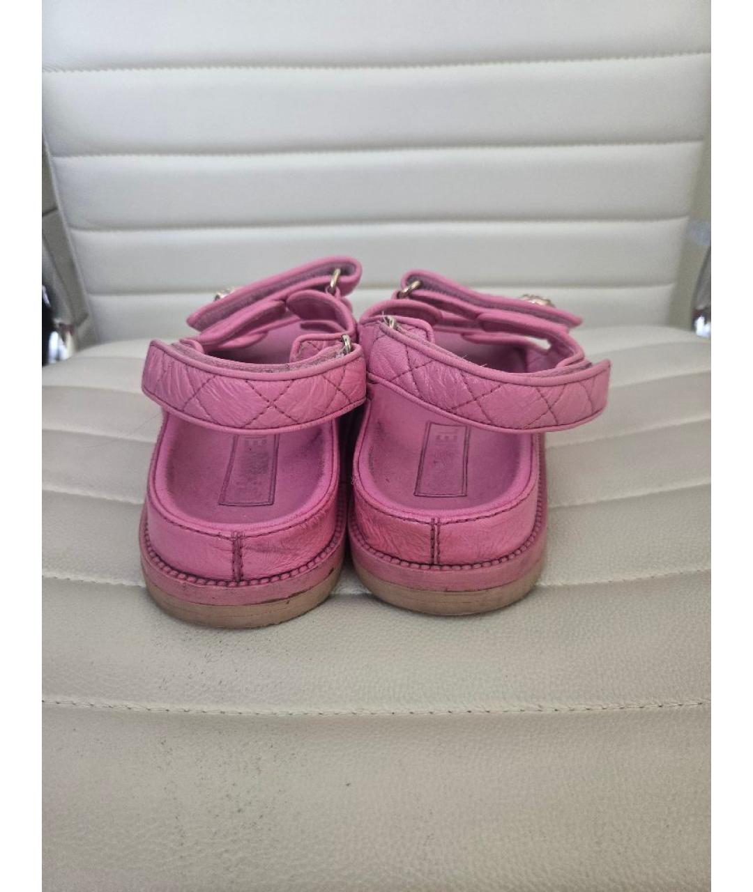 CHANEL Розовые кожаные сандалии, фото 4