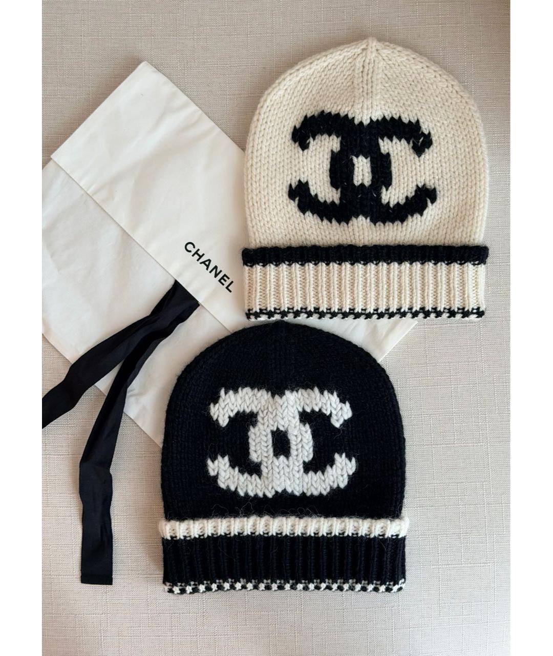 CHANEL Черная шерстяная шапка, фото 2