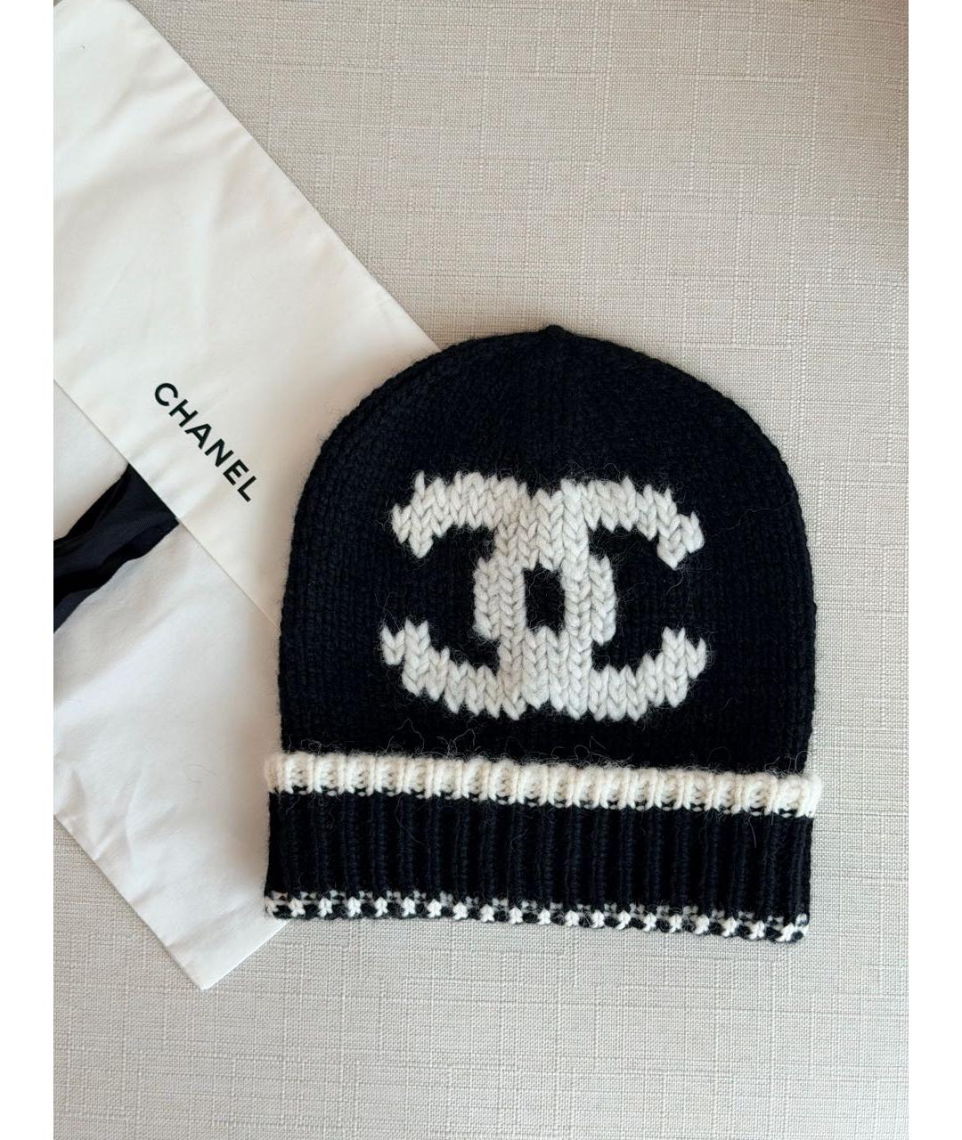 CHANEL Черная шерстяная шапка, фото 3