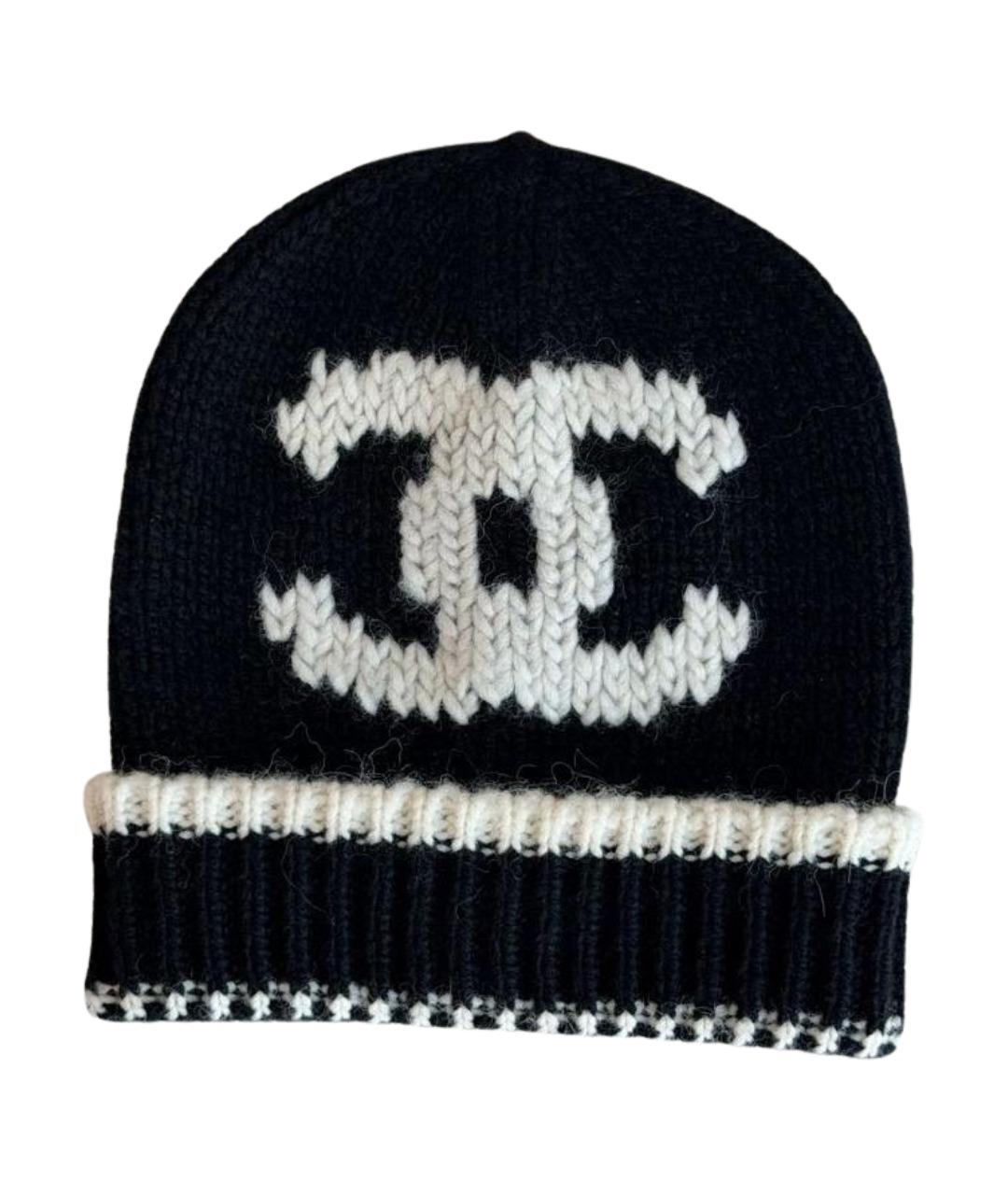 CHANEL Черная шерстяная шапка, фото 1