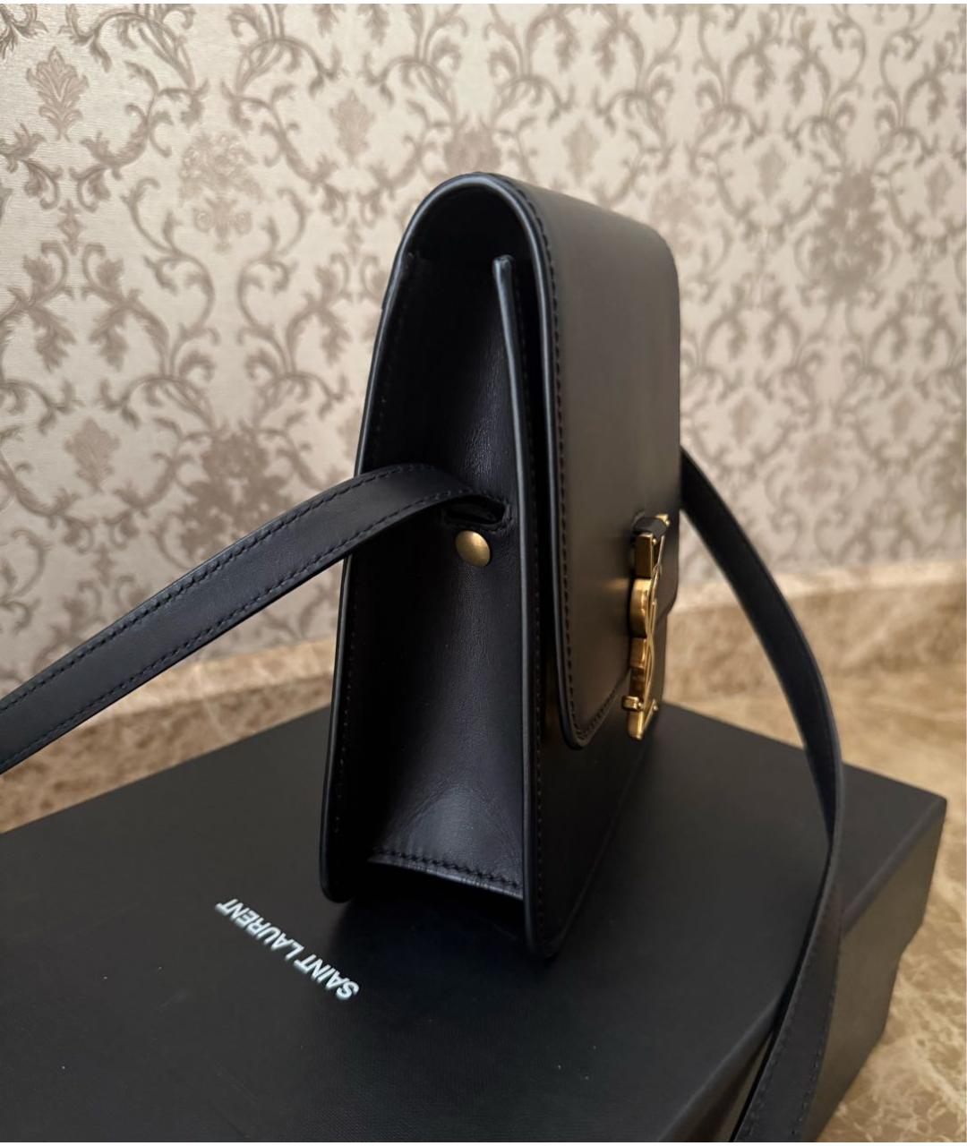 SAINT LAURENT Черная кожаная сумка через плечо, фото 2
