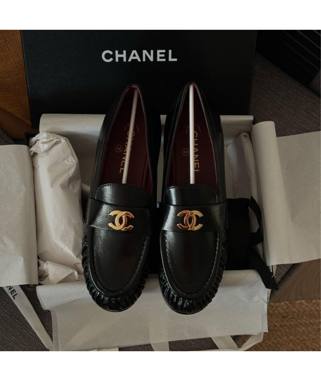 CHANEL Черные кожаные лоферы, фото 2