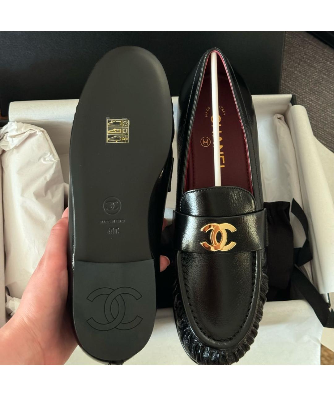 CHANEL Черные кожаные лоферы, фото 4
