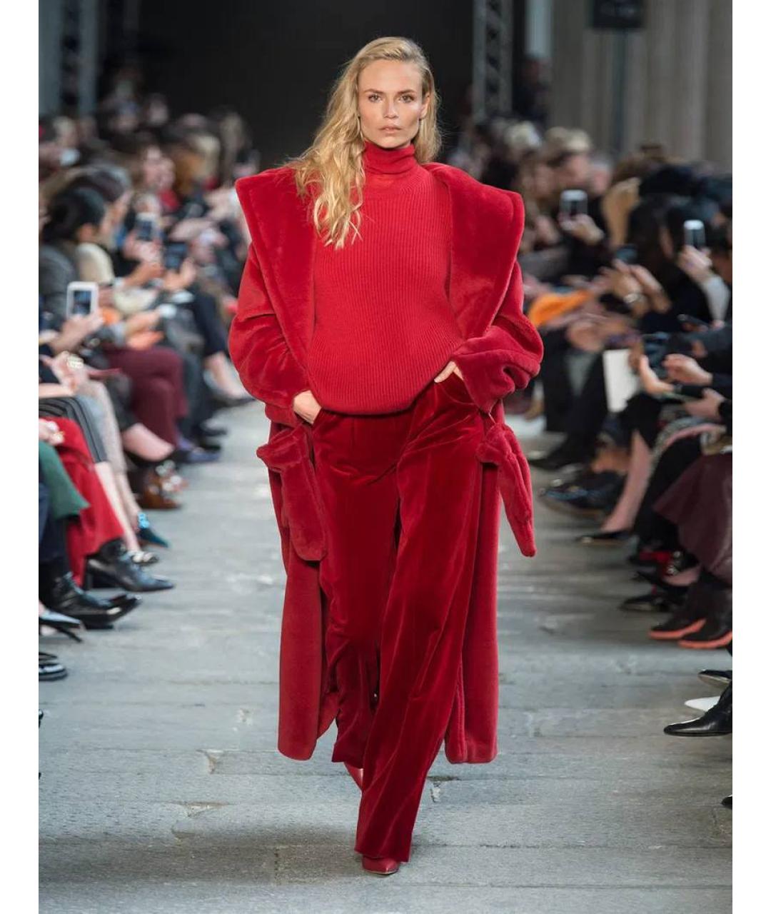 MAX MARA Бордовые велюровые брюки широкие, фото 9