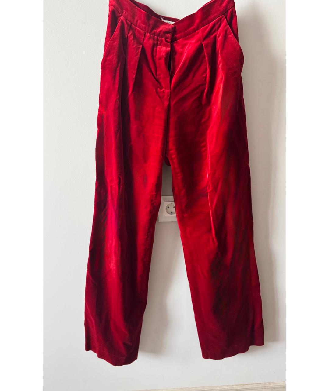 MAX MARA Бордовые велюровые брюки широкие, фото 10