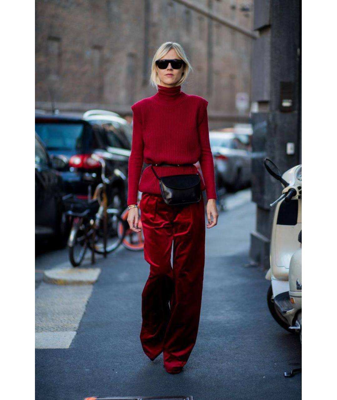 MAX MARA Бордовые велюровые брюки широкие, фото 7