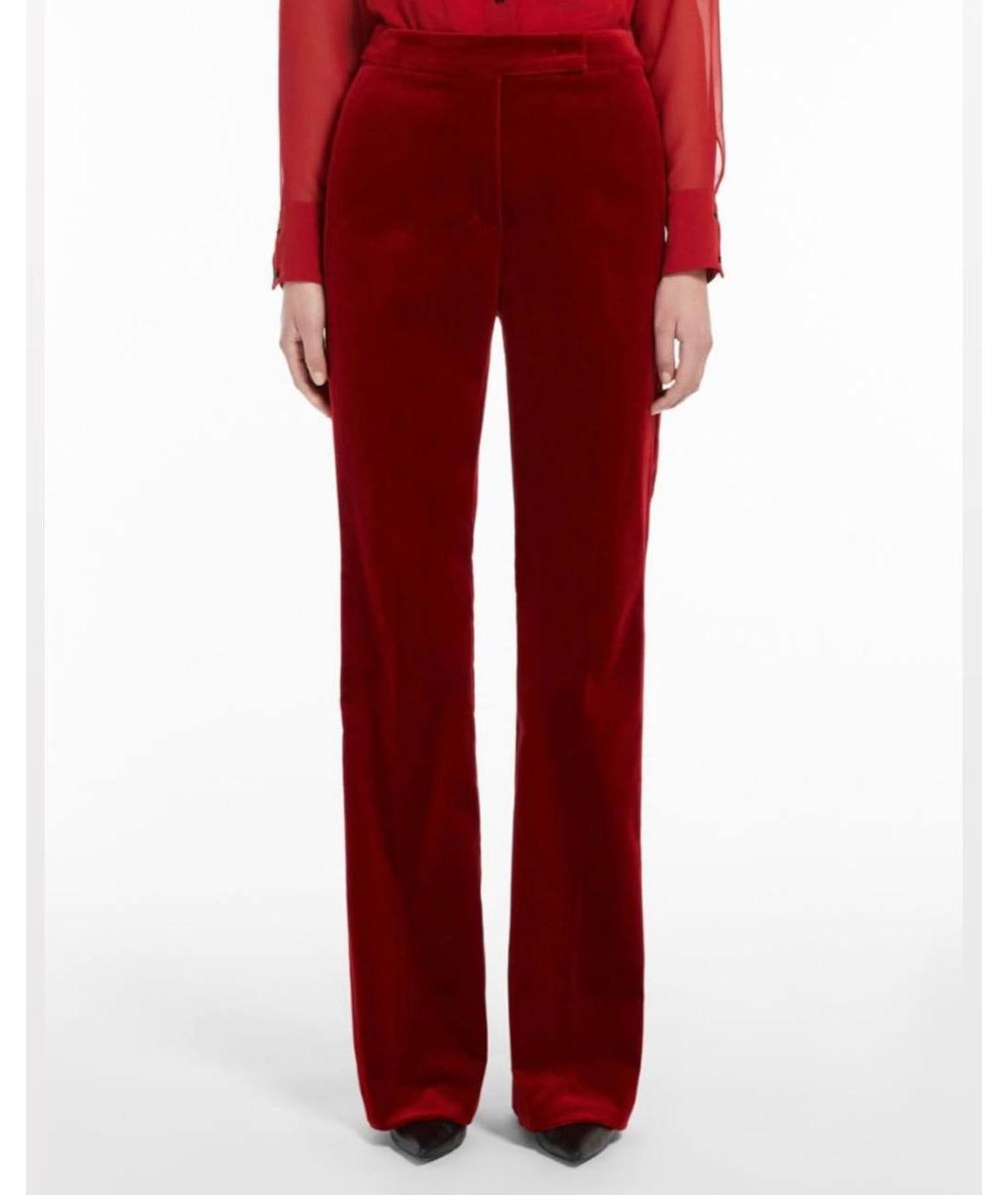 MAX MARA Бордовые велюровые брюки широкие, фото 8