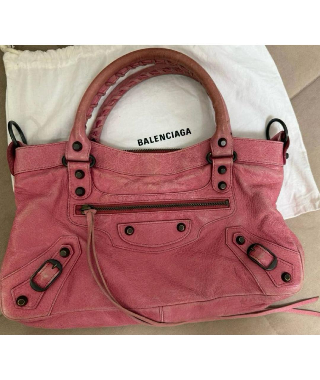 BALENCIAGA Розовая кожаная сумка с короткими ручками, фото 3