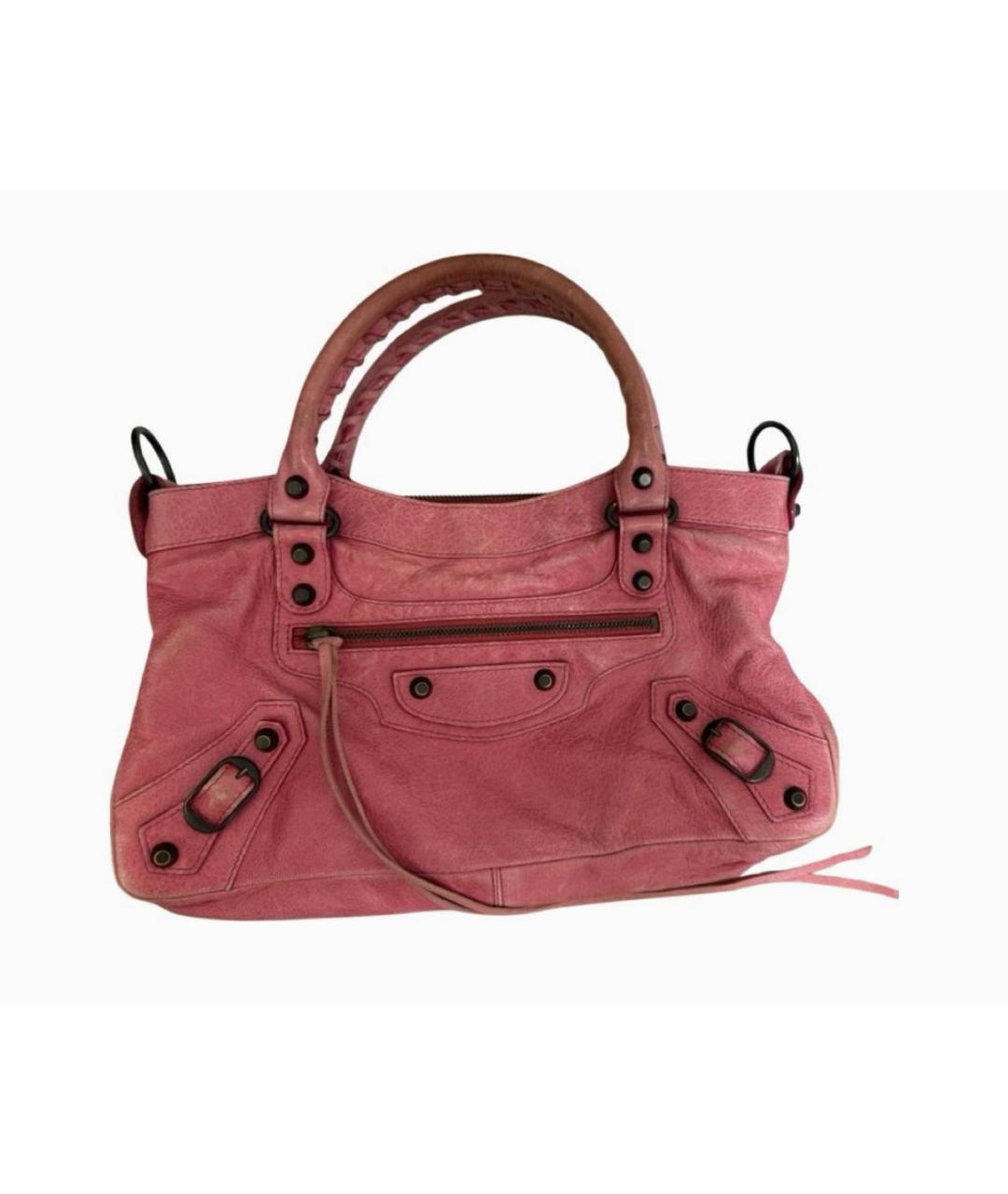 BALENCIAGA Розовая кожаная сумка с короткими ручками, фото 2