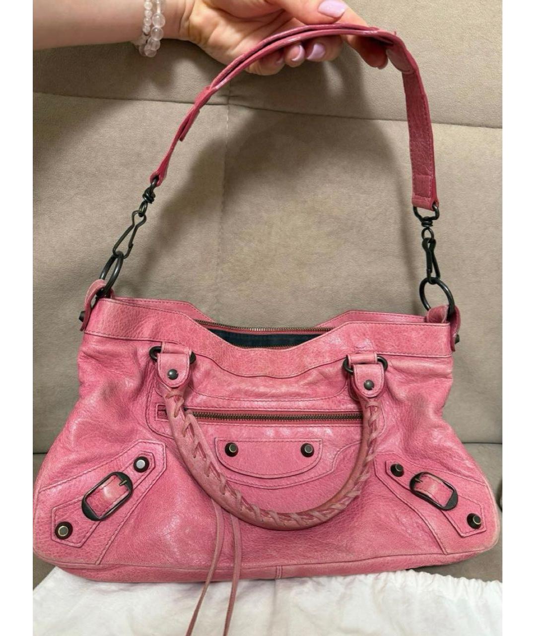 BALENCIAGA Розовая кожаная сумка с короткими ручками, фото 5