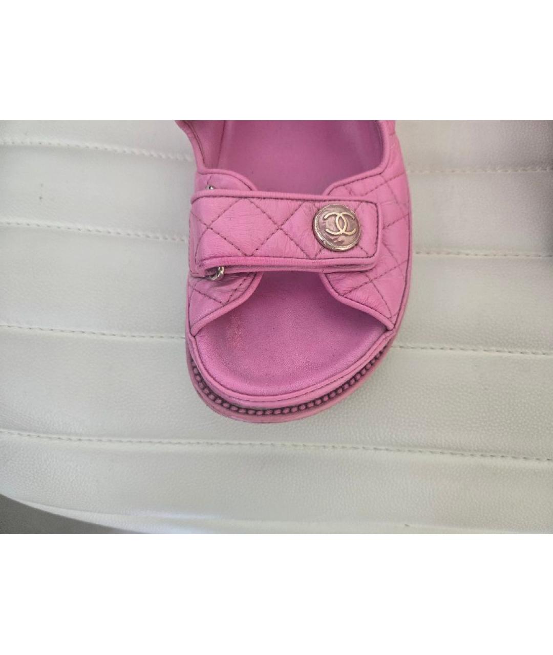 CHANEL Розовые кожаные босоножки, фото 3