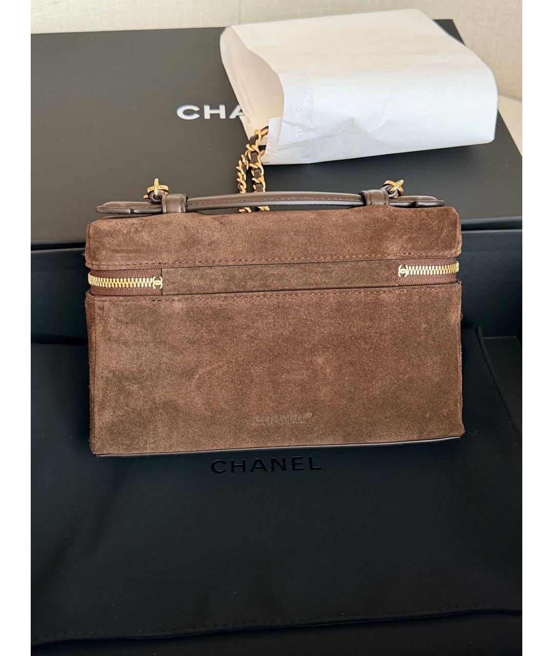 CHANEL Коричневая замшевая сумка через плечо, фото 2