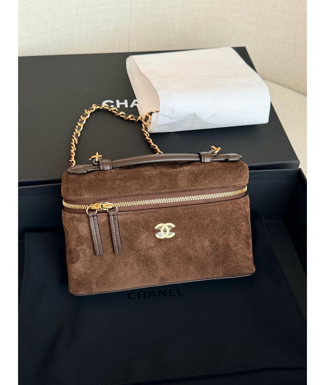 CHANEL Коричневая замшевая сумка через плечо, фото 3