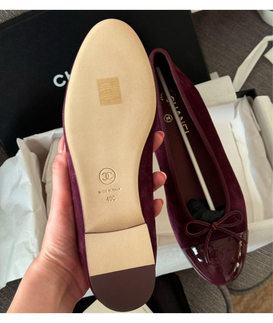 CHANEL Бордовые замшевые балетки, фото 4