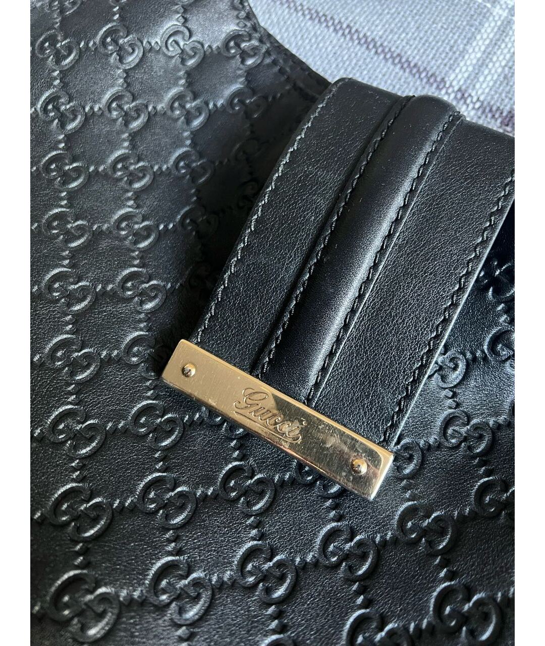 GUCCI Черная кожаная сумка тоут, фото 2
