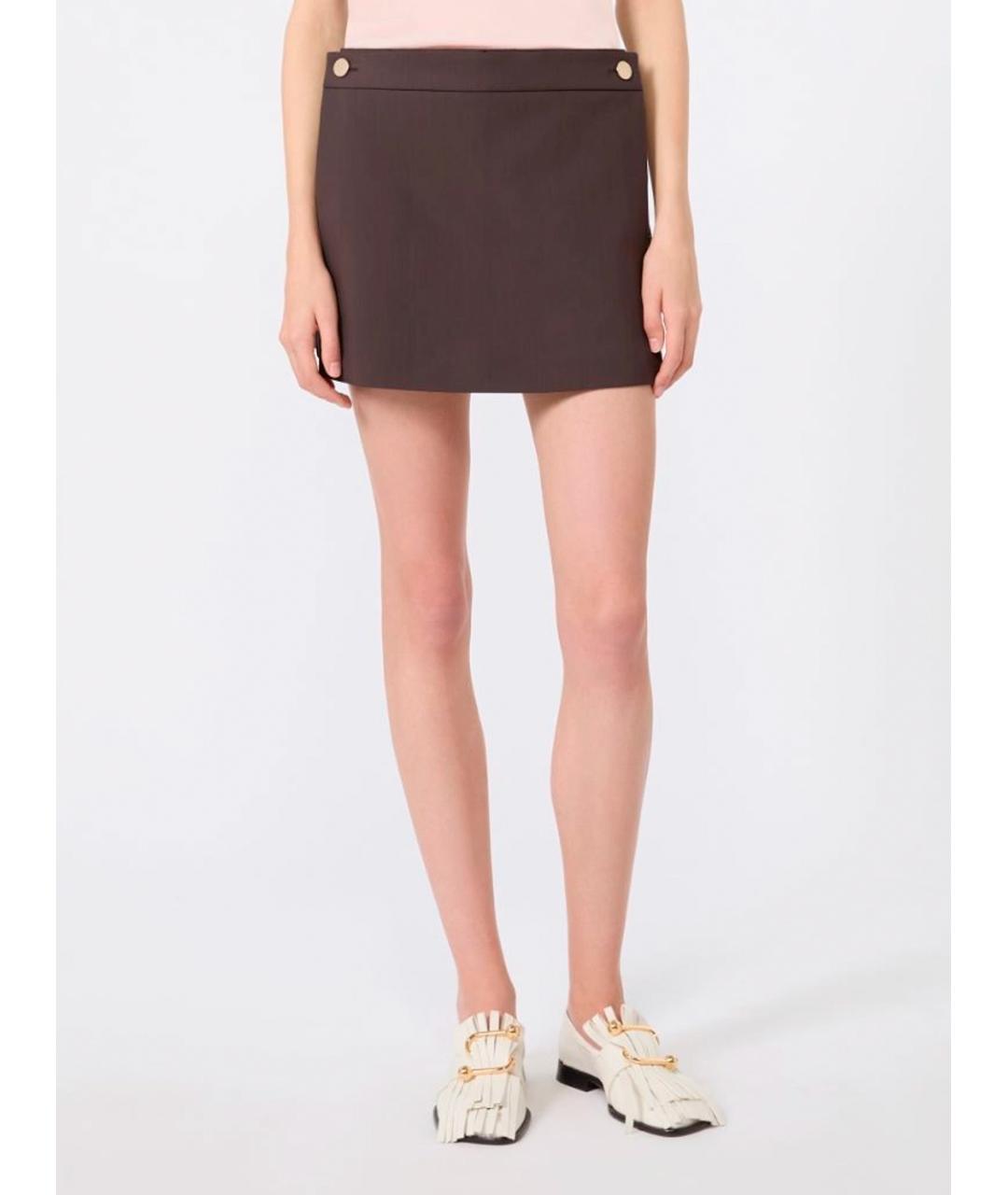 SPORTMAX Коричневая вискозная юбка-шорты, фото 4