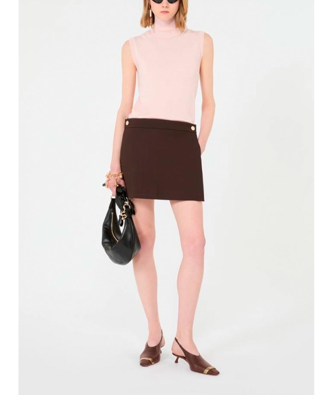 SPORTMAX Коричневая вискозная юбка-шорты, фото 3