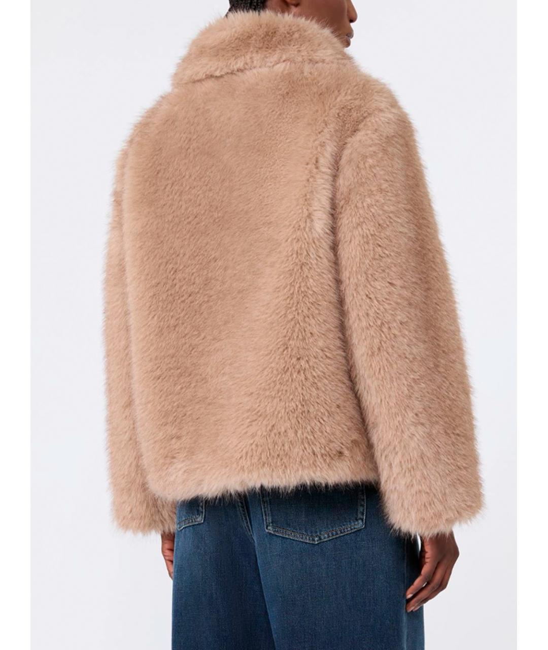 MAX MARA Бежевая полиэстеровая шуба, фото 5