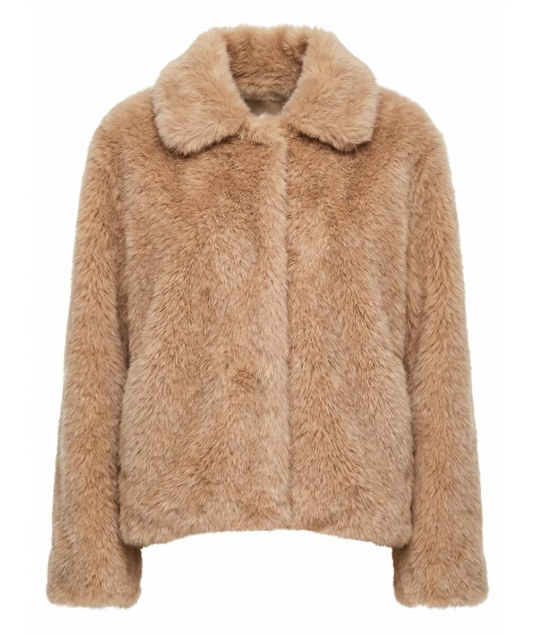 MAX MARA Бежевая полиэстеровая шуба, фото 1