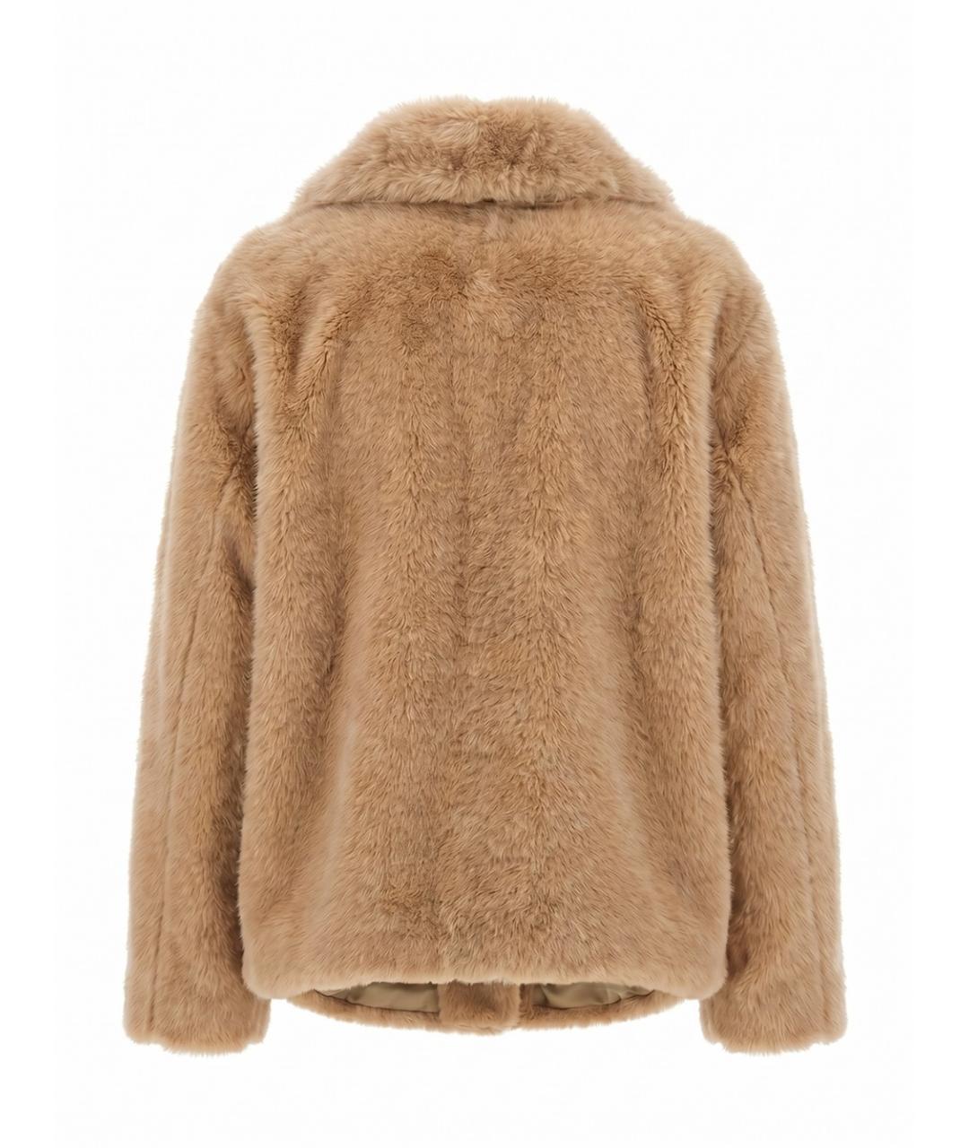 MAX MARA Бежевая полиэстеровая шуба, фото 2