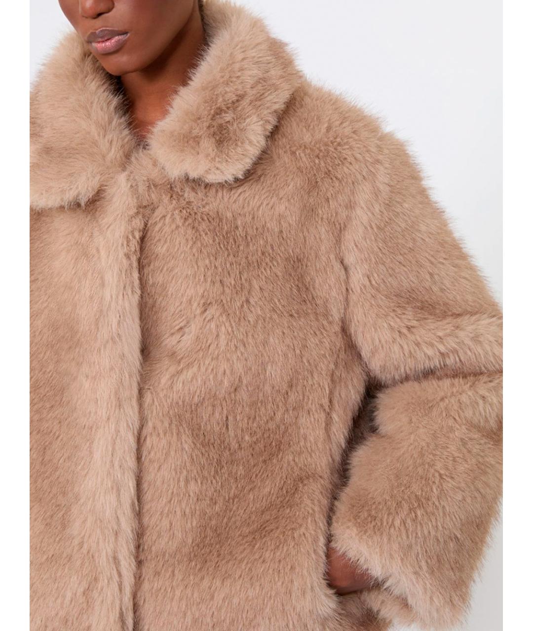 MAX MARA Бежевая полиэстеровая шуба, фото 6