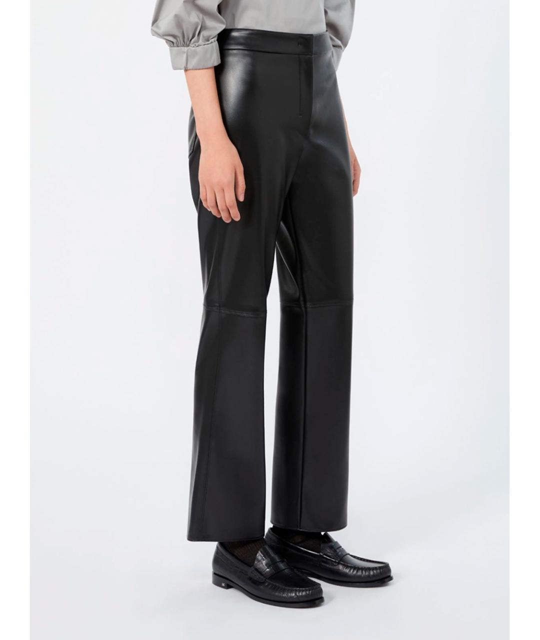 MAX MARA Черные полиэстеровые прямые брюки, фото 4