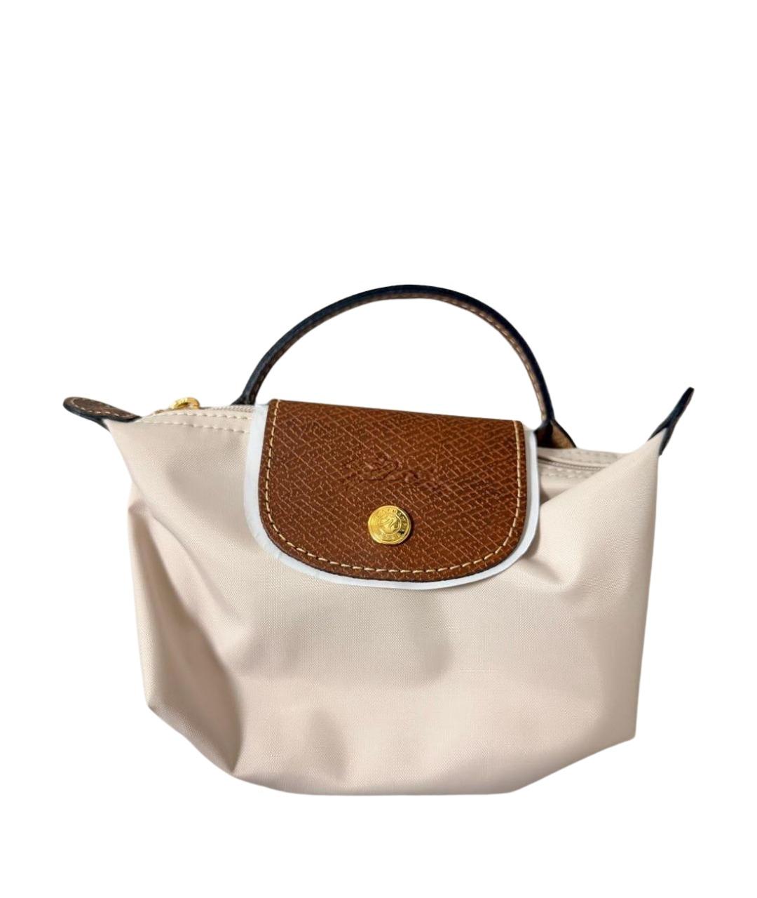 LONGCHAMP Бежевая синтетическая сумка с короткими ручками, фото 1