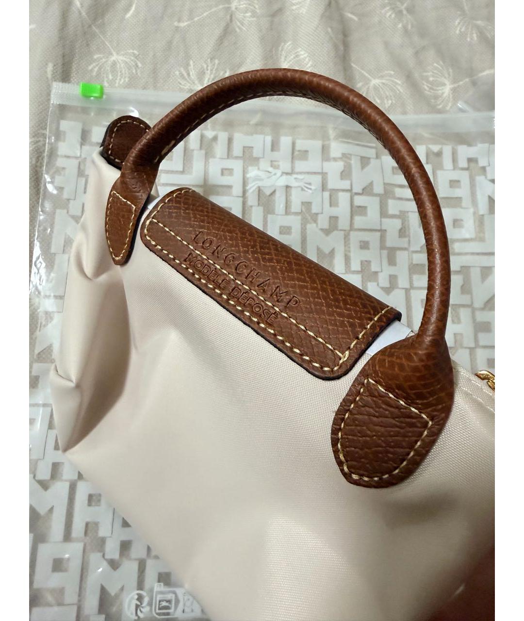 LONGCHAMP Бежевая синтетическая сумка с короткими ручками, фото 2