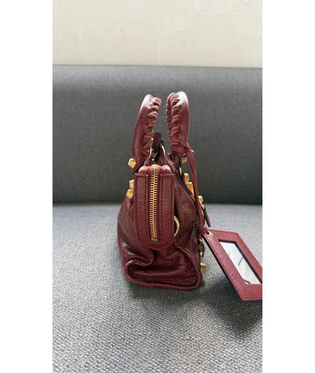 BALENCIAGA Бордовая кожаная сумка с короткими ручками, фото 8