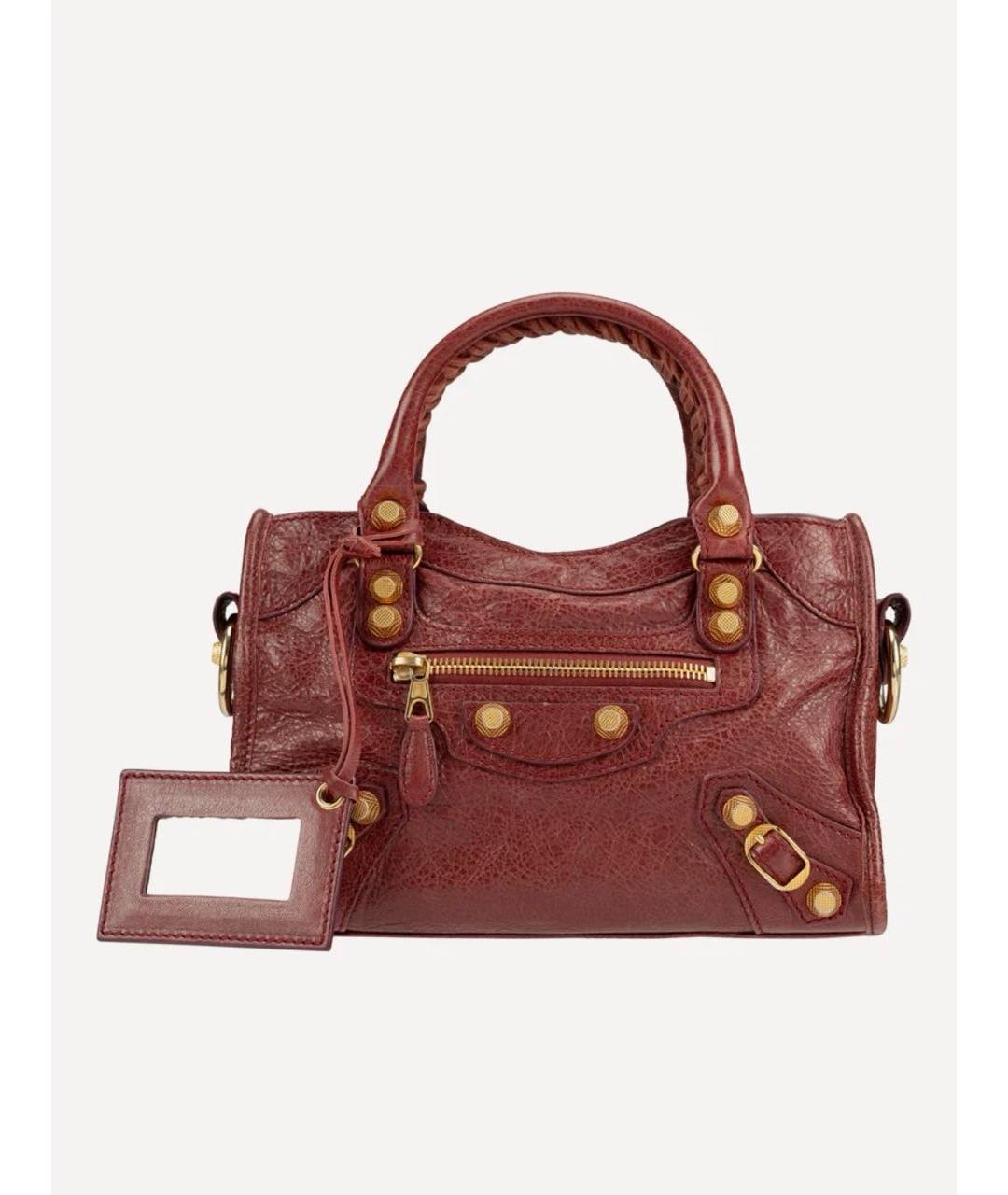 BALENCIAGA Бордовая кожаная сумка с короткими ручками, фото 9