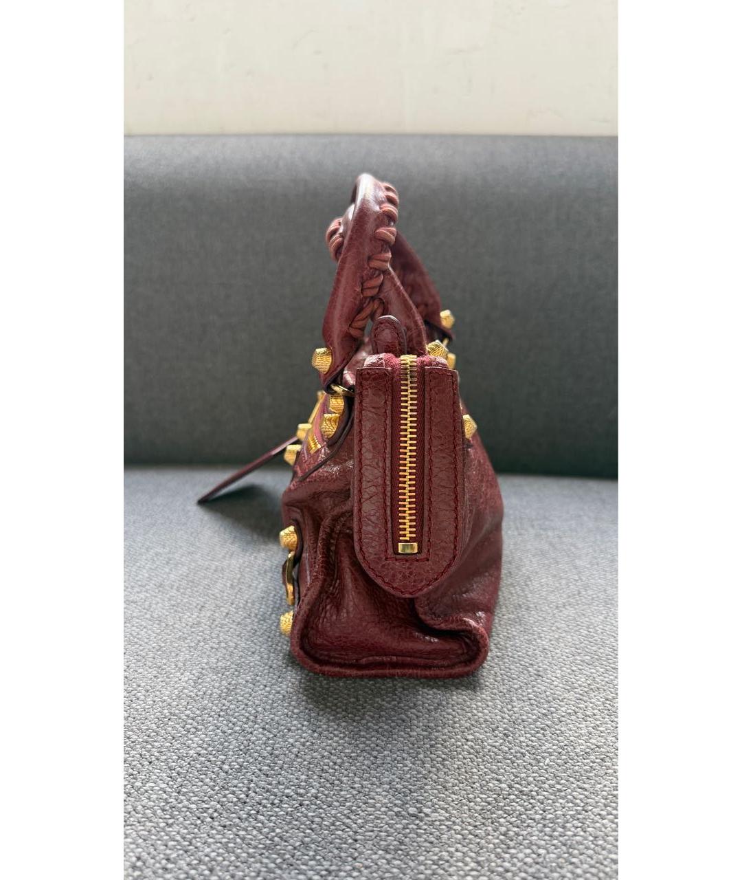 BALENCIAGA Бордовая кожаная сумка с короткими ручками, фото 7