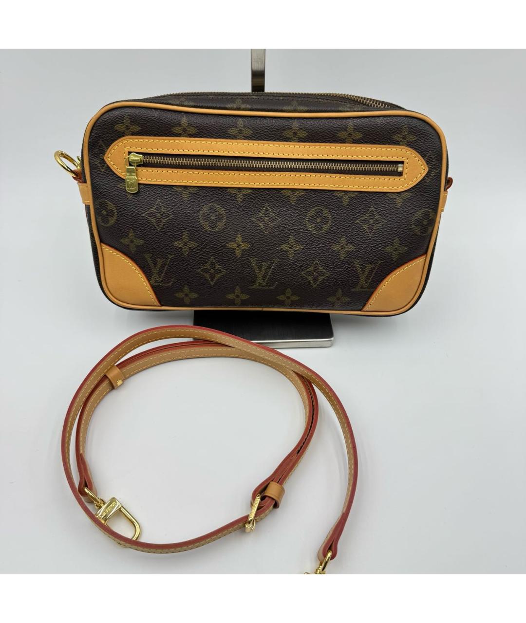 LOUIS VUITTON Коричневая кожаная сумка на плечо, фото 7