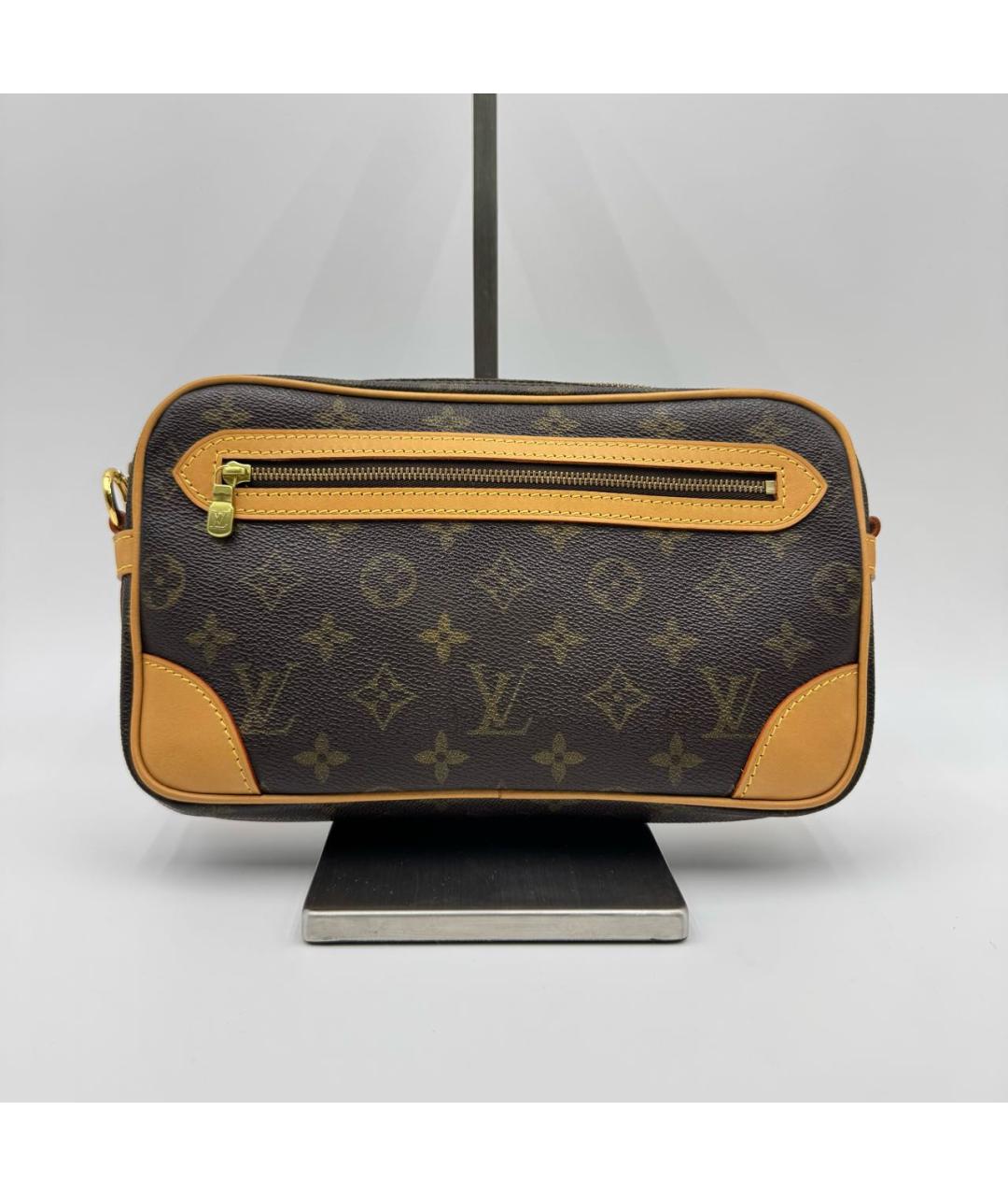 LOUIS VUITTON Коричневая кожаная сумка на плечо, фото 8