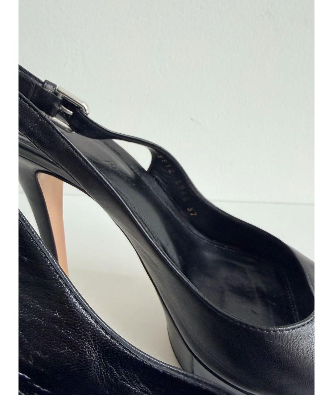 GIANVITO ROSSI Черные кожаные босоножки, фото 7