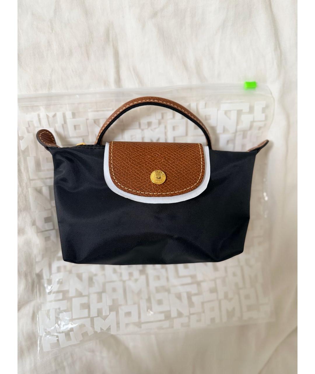 LONGCHAMP Черная синтетическая сумка с короткими ручками, фото 5