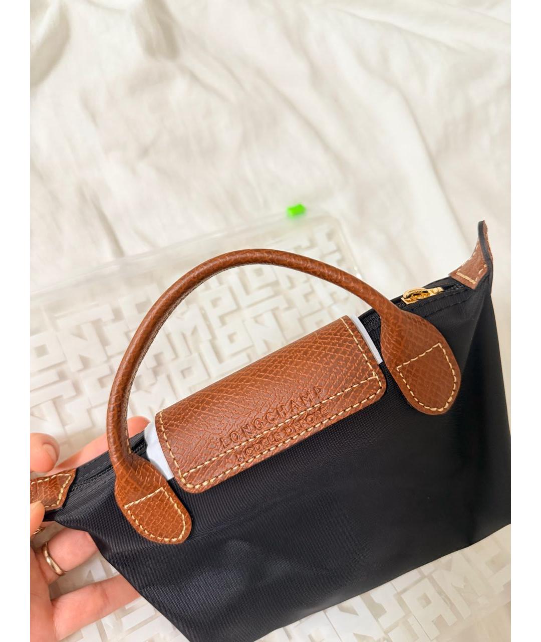 LONGCHAMP Черная синтетическая сумка с короткими ручками, фото 3