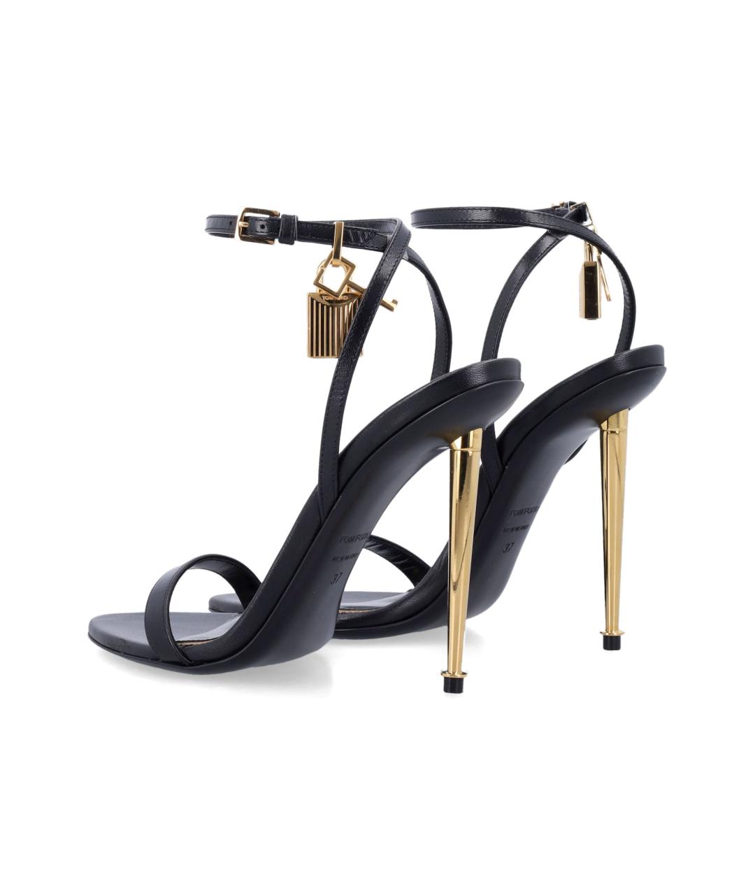 TOM FORD Черные кожаные босоножки, фото 3