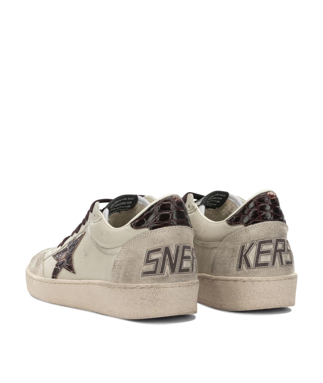 GOLDEN GOOSE Бежевые кожаные низкие кроссовки / кеды, фото 4