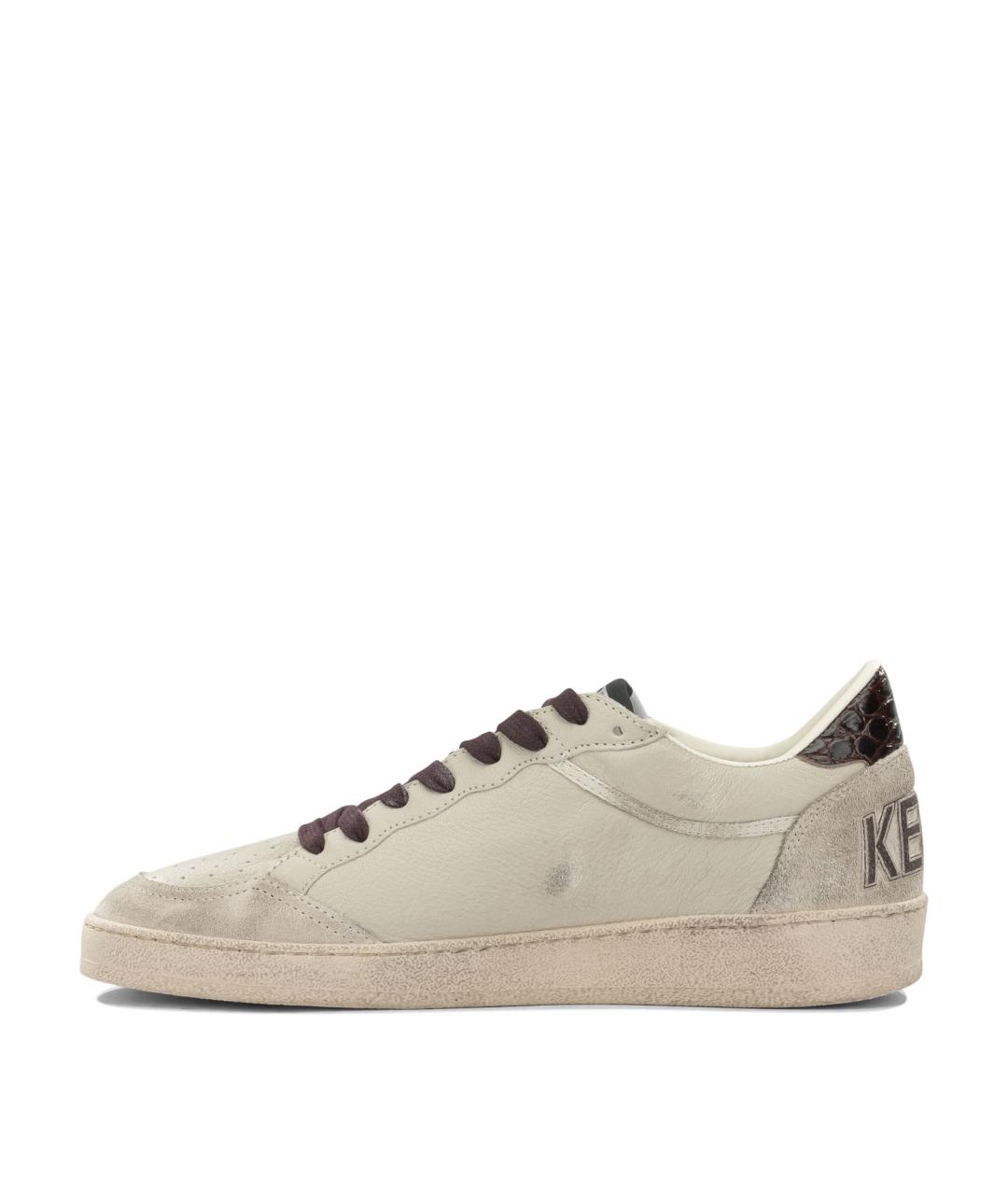 GOLDEN GOOSE Бежевые кожаные низкие кроссовки / кеды, фото 3