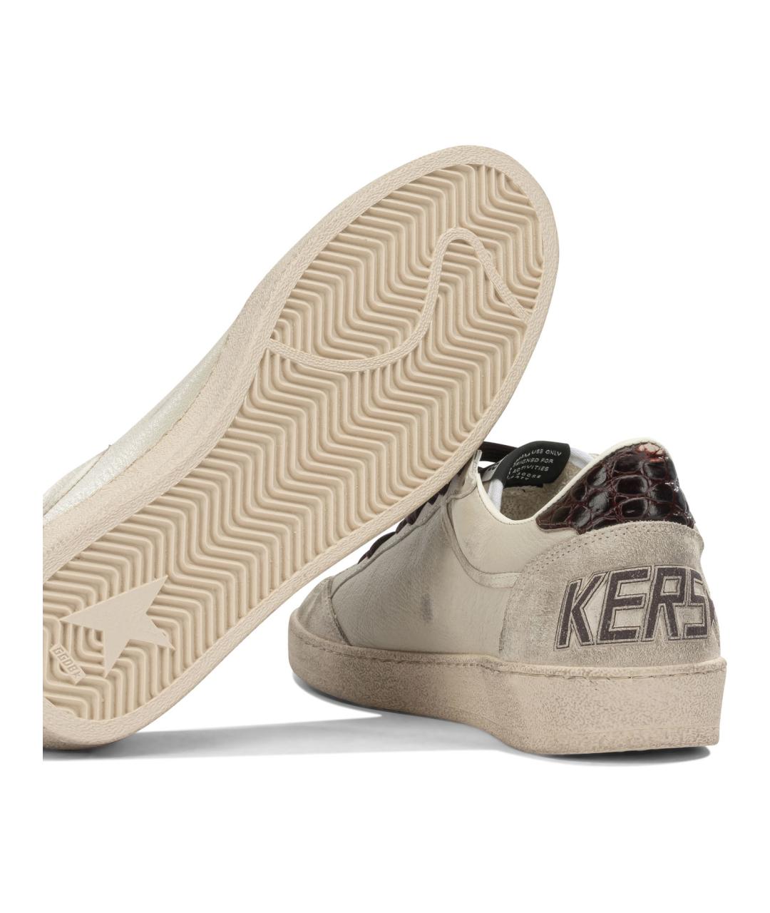 GOLDEN GOOSE Бежевые кожаные низкие кроссовки / кеды, фото 5