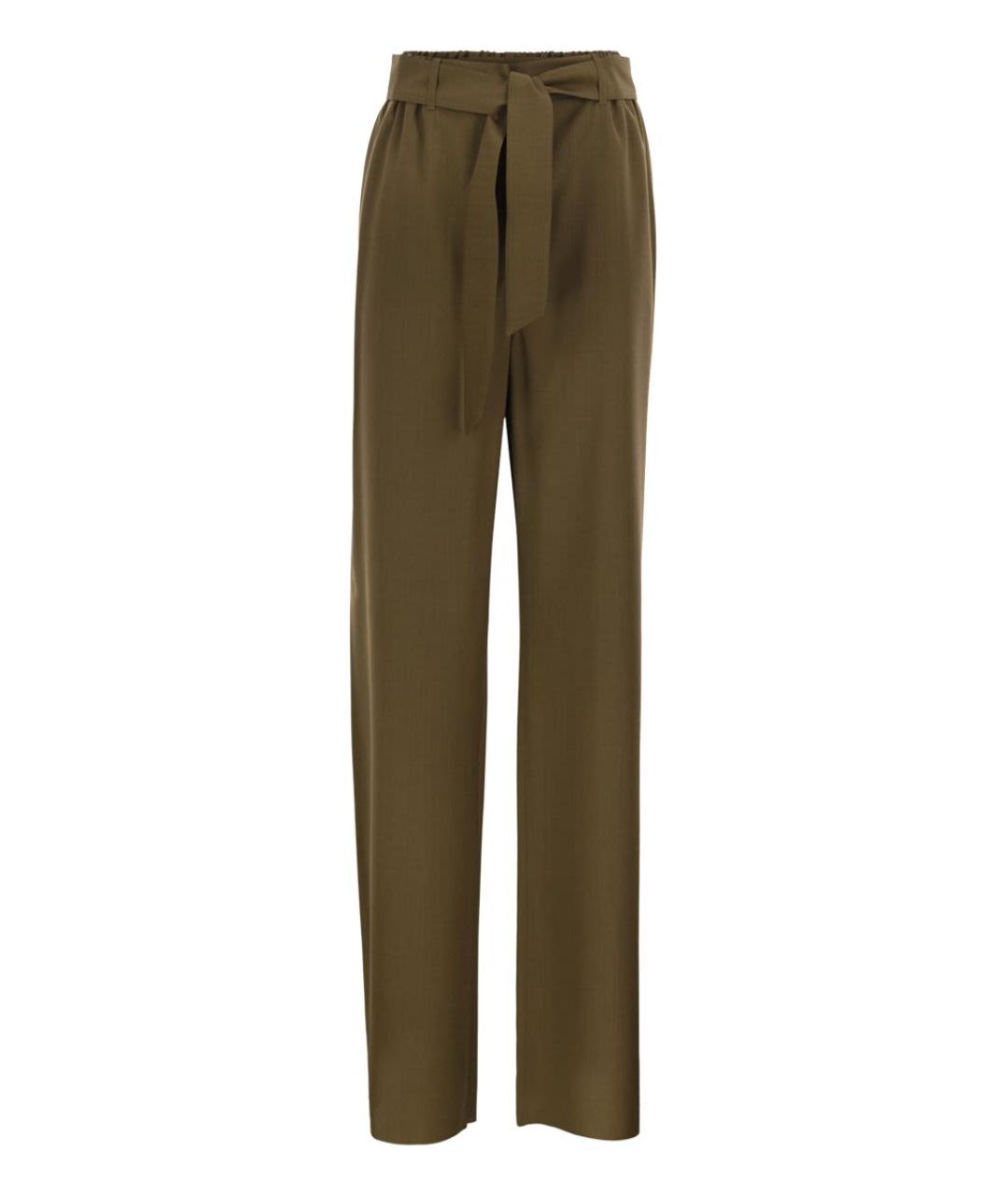 MAX MARA Хаки шерстяные прямые брюки, фото 1