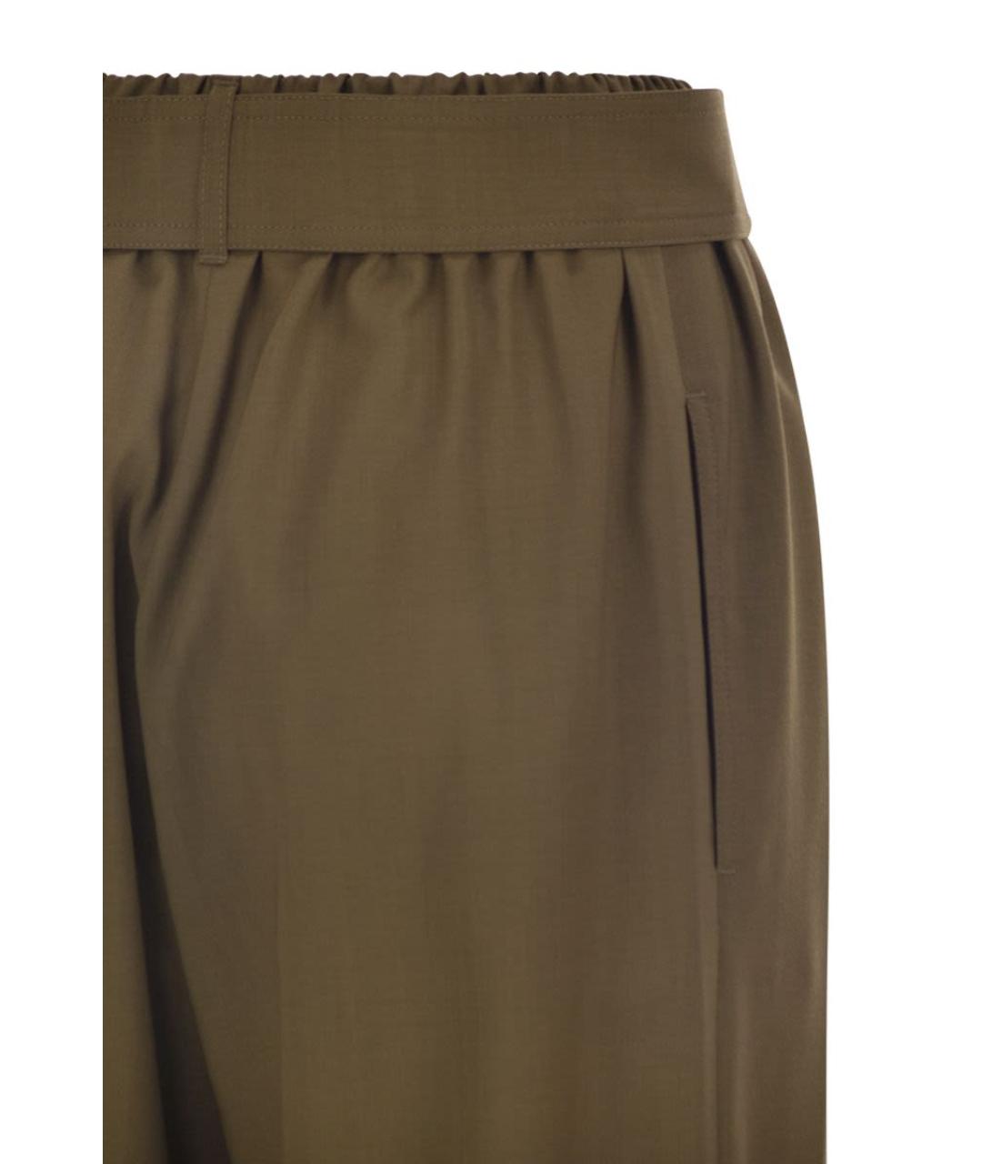 MAX MARA Хаки шерстяные прямые брюки, фото 4