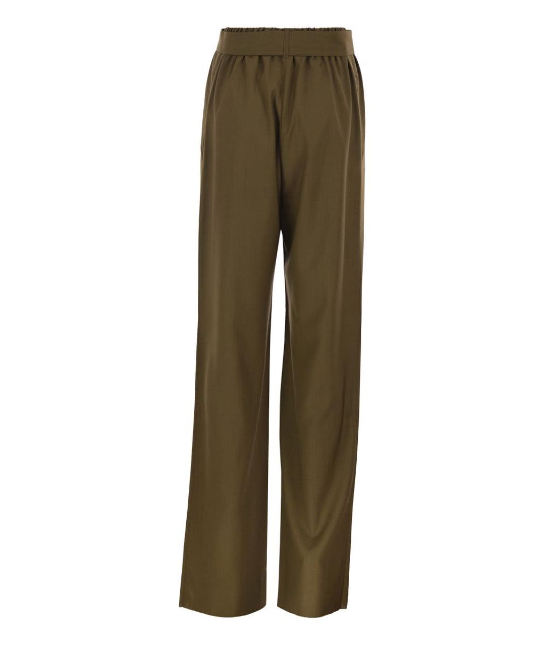 MAX MARA Хаки шерстяные прямые брюки, фото 2