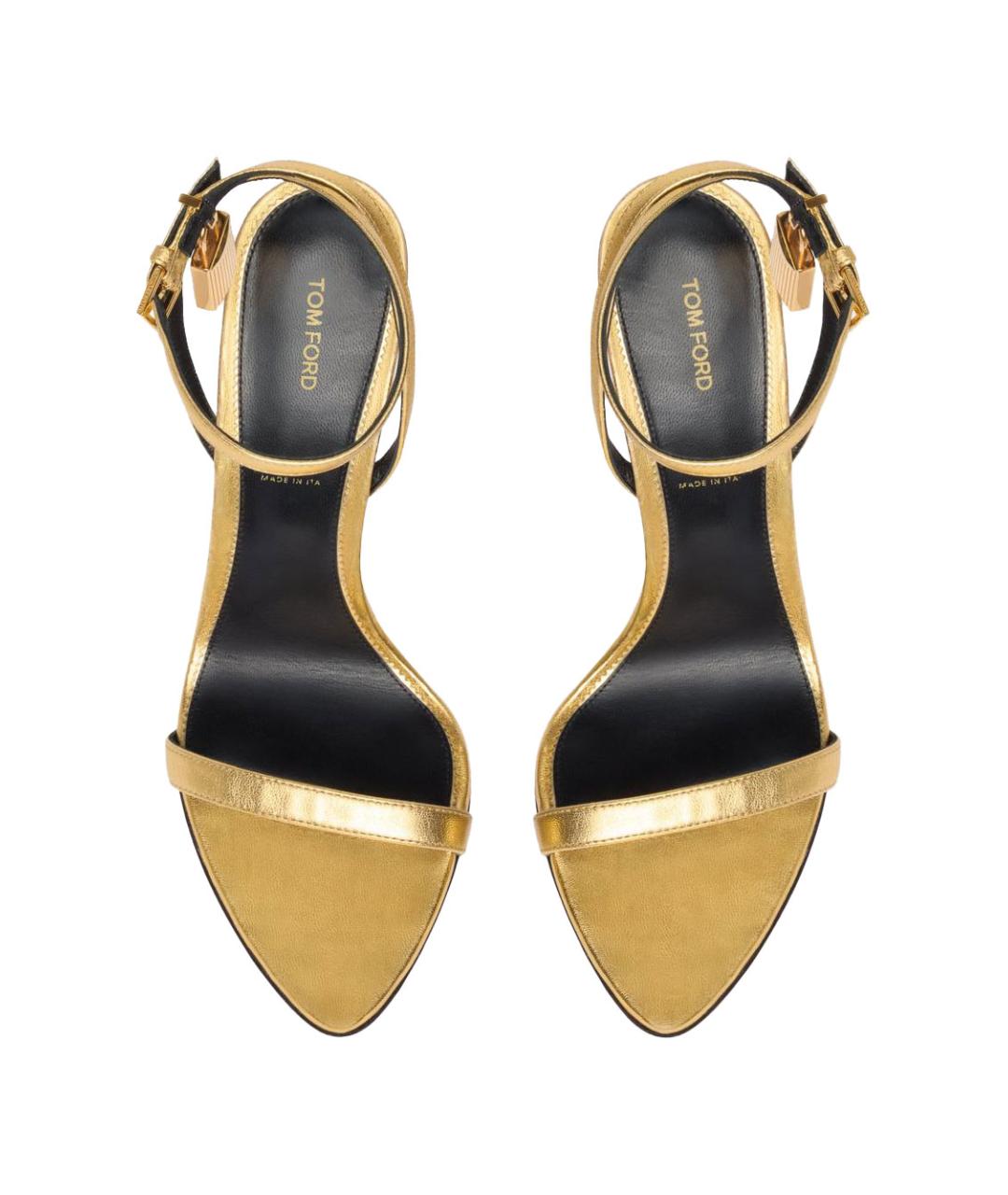 TOM FORD Золотые кожаные босоножки, фото 4