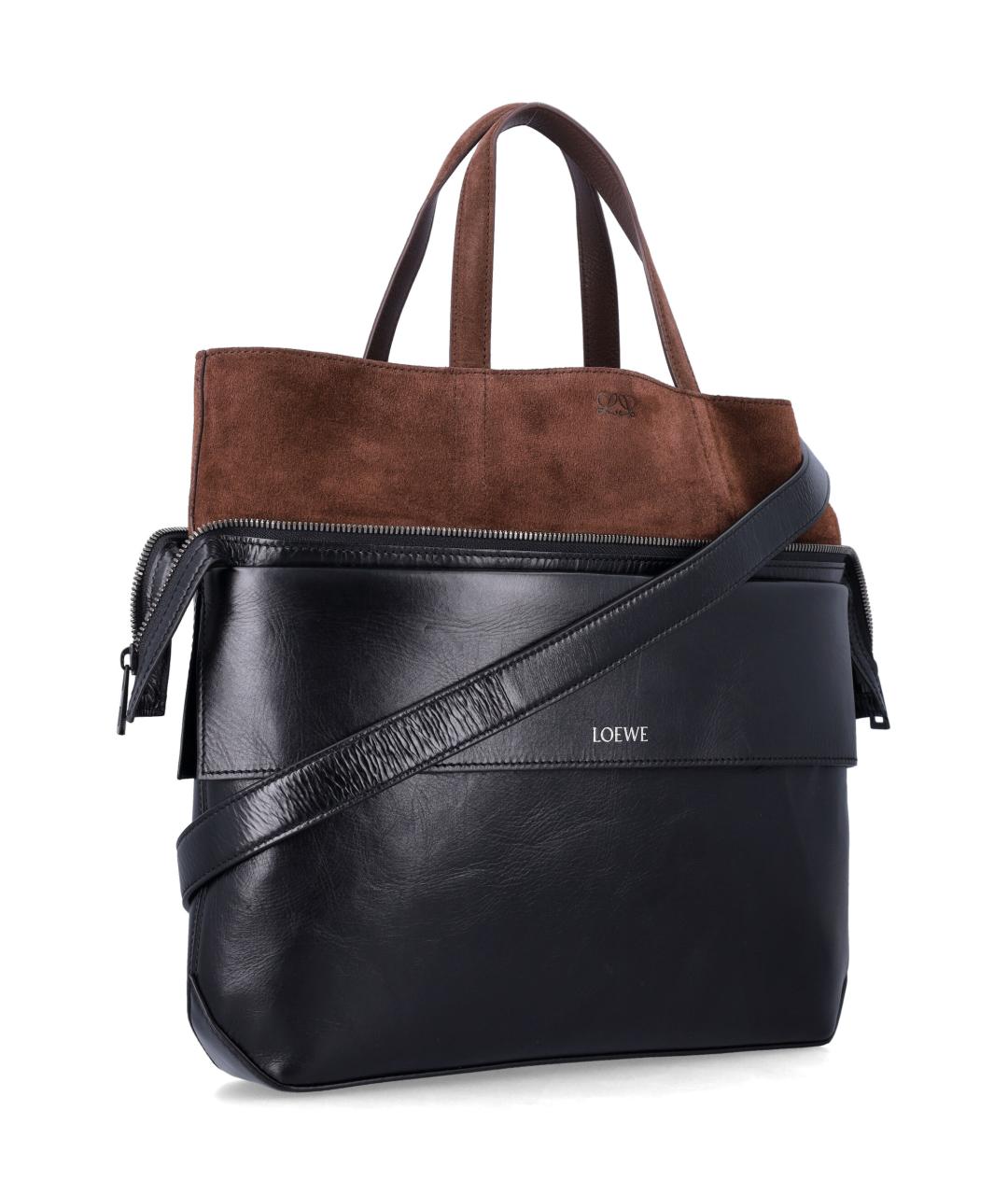 LOEWE Черная кожаная сумка тоут, фото 2