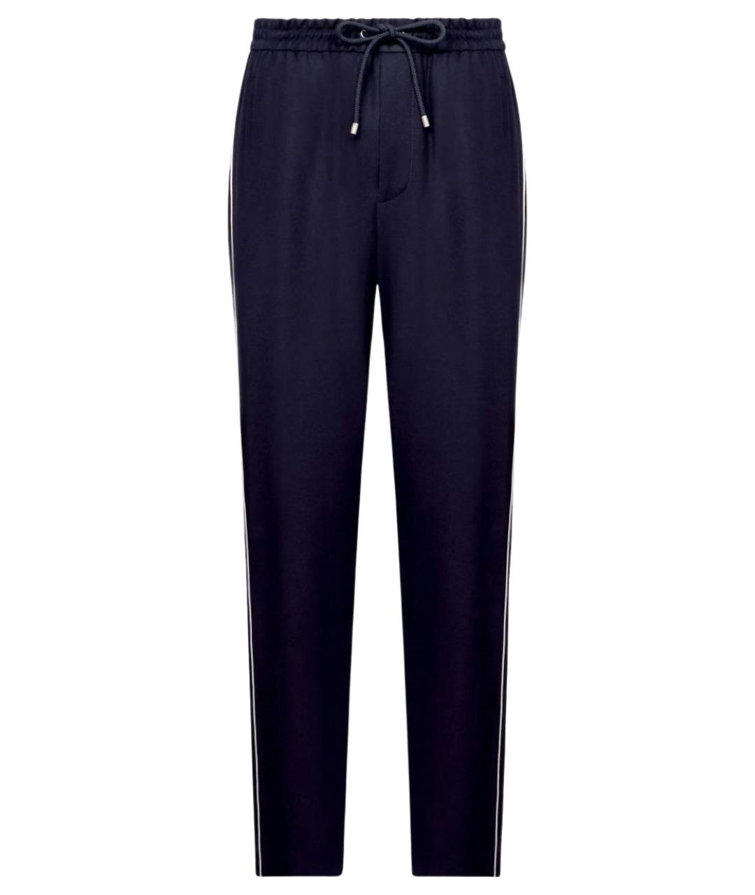 LOEWE Синие шерстяные повседневные брюки, фото 1