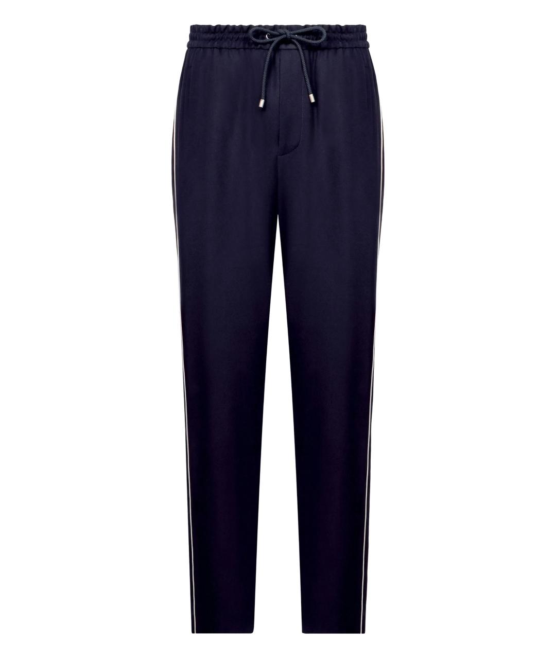 LOEWE Синие шерстяные повседневные брюки, фото 3
