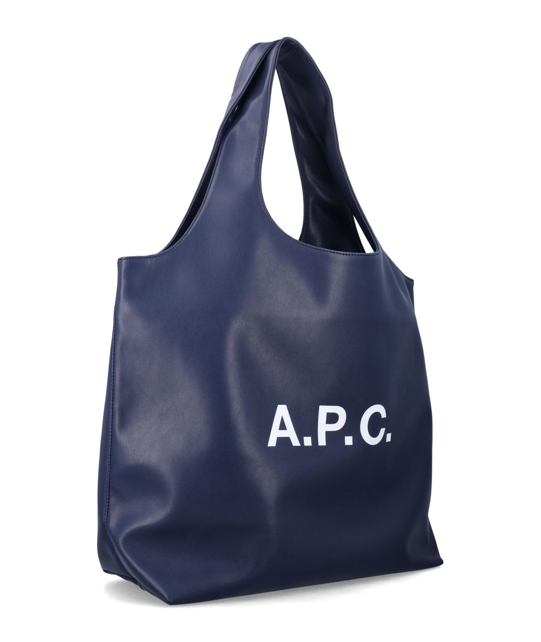 A.P.C. Темно-синяя сумка тоут из искусственной кожи, фото 2