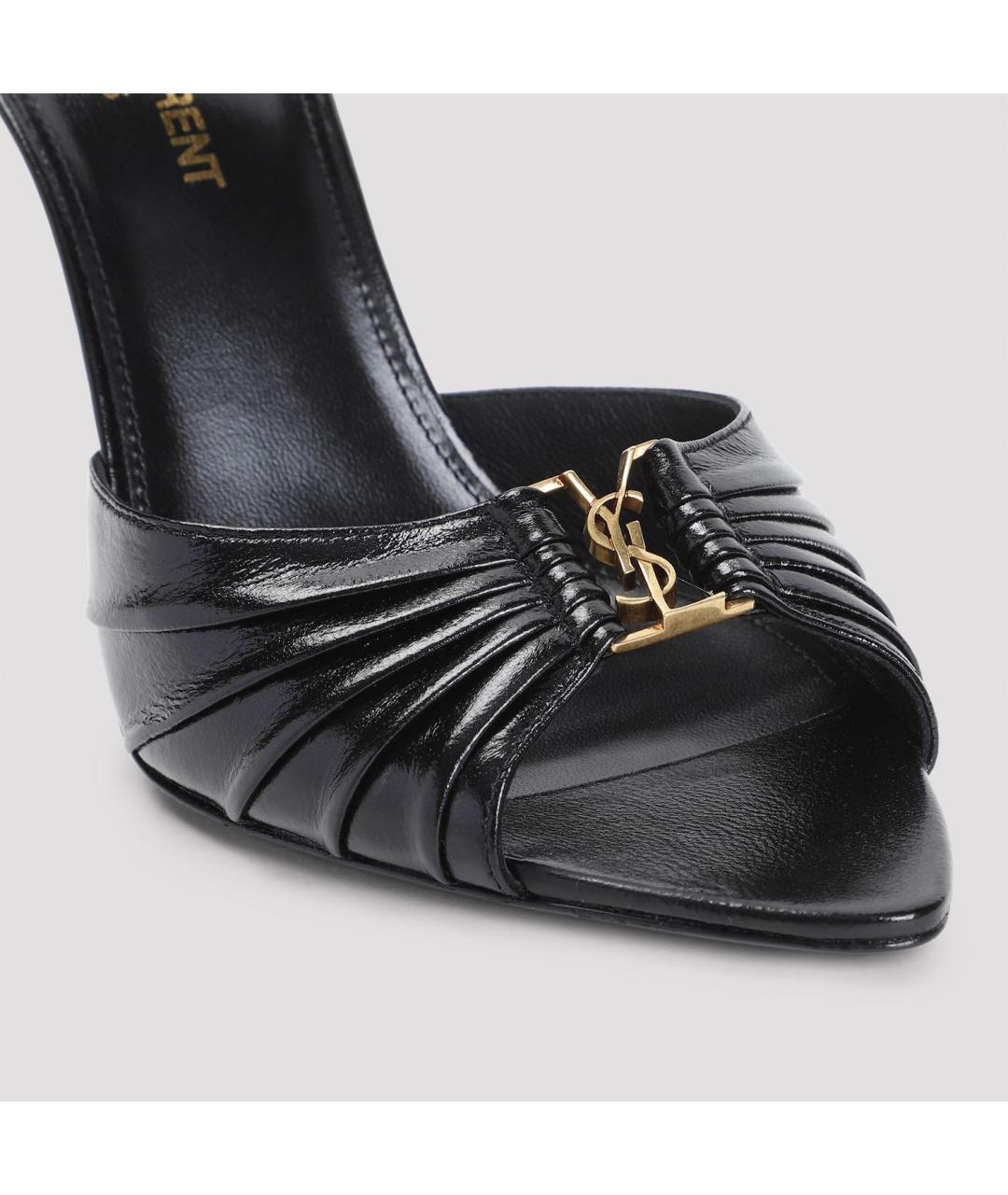 SAINT LAURENT Черные кожаные мюли, фото 5