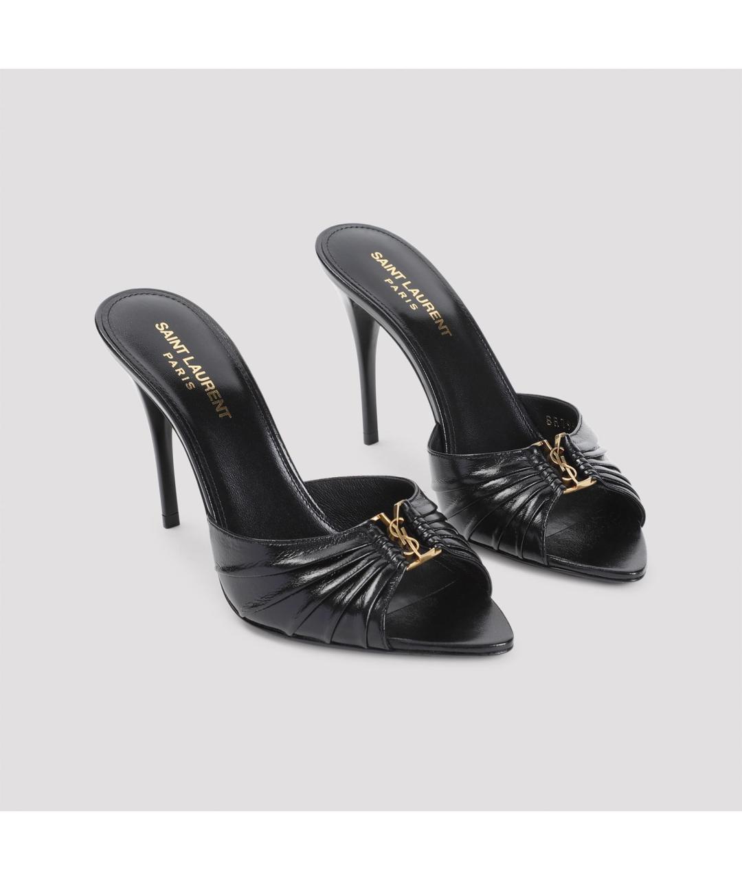 SAINT LAURENT Черные кожаные мюли, фото 4